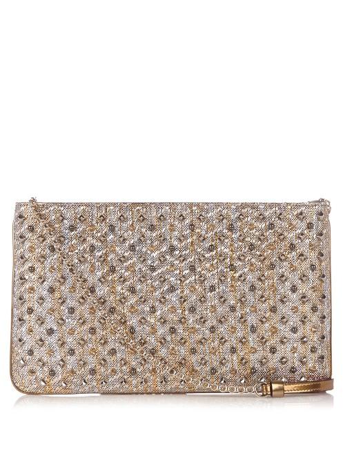 Christian Louboutin Loubiposh Spike-embellished Raffia Clutch