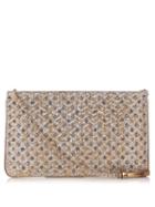 Christian Louboutin Loubiposh Spike-embellished Raffia Clutch