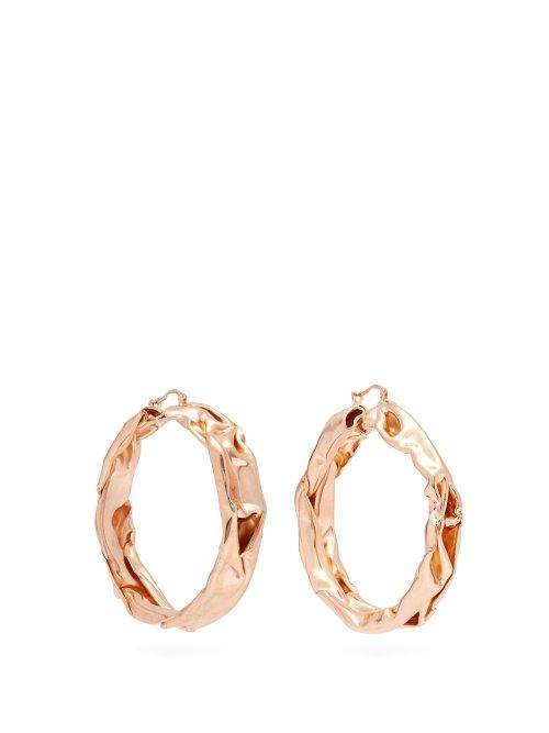 Matchesfashion.com Jil Sander - Hammered Hoop Earrings - Womens - Rose Gold