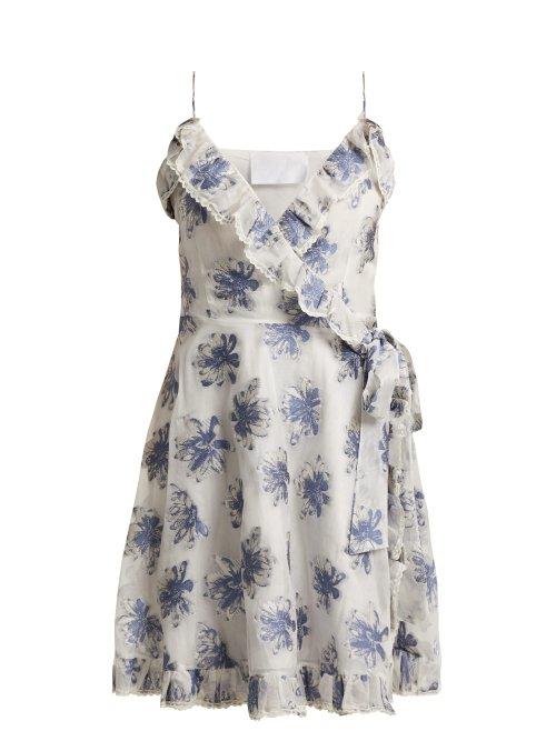 Matchesfashion.com Athena Procopiou - In The Hills Floral Brocade Wrap Dress - Womens - White Multi