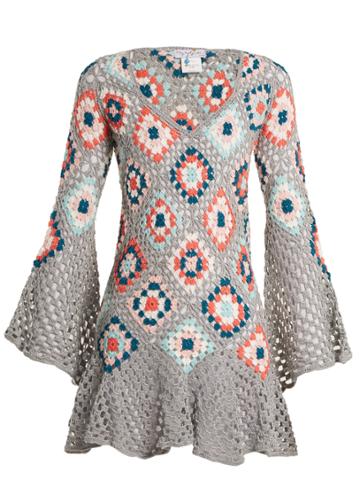 My Beachy Side Bisou V-neck Crochet-knit Cotton Mini Dress