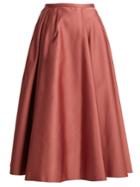 Rochas Pleated Duchess-satin Midi Skirt