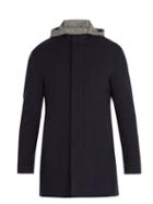 Matchesfashion.com Herno - Hooded Wool Blend Overcoat - Mens - Navy