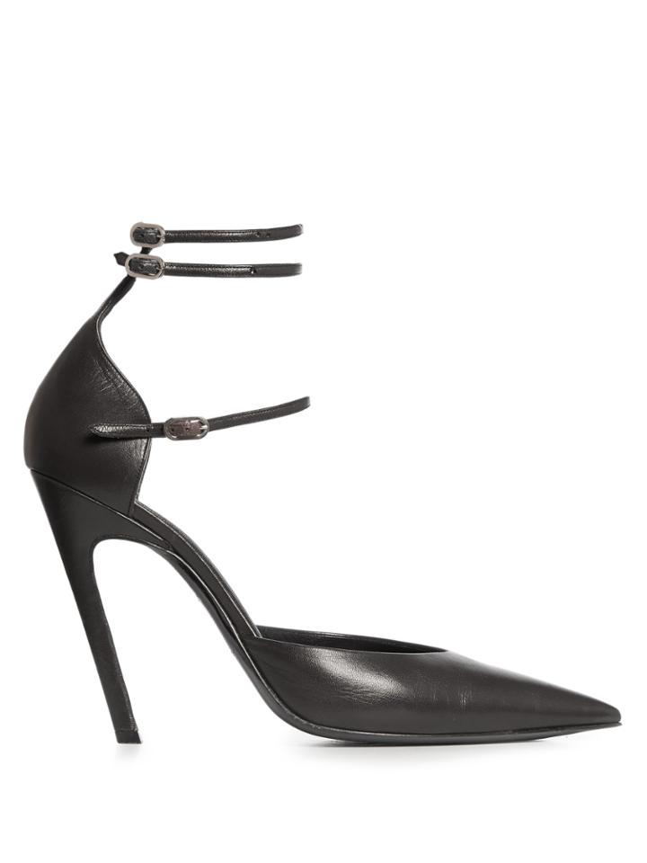 Balenciaga Slash Triple-strap Leather Pumps