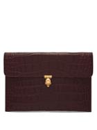 Alexander Mcqueen Skull Crocodile-effect Leather Envelope Clutch