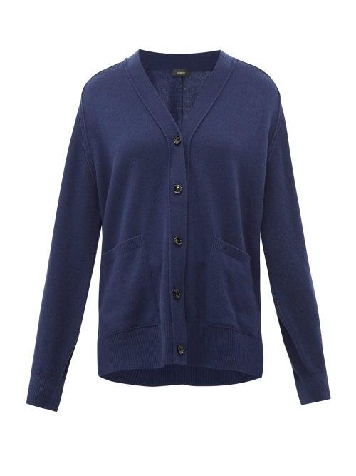 Matchesfashion.com Joseph - Patch Pocket Cashmere Cardigan - Womens - Dark Blue