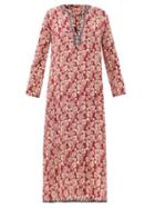 Matchesfashion.com Le Sirenuse, Positano - Giada Block-print Silk Kaftan - Womens - Red