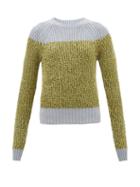 Moncler - Colour-block Cotton Crewneck Sweater - Womens - Green Multi
