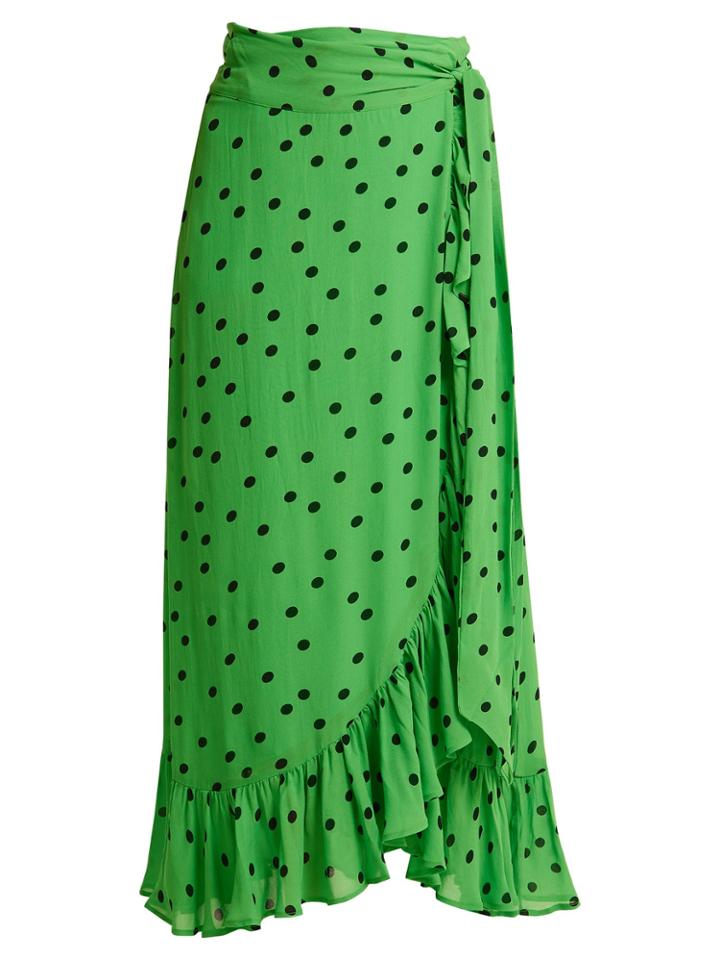 Ganni Dainty Polka Dot-print Wrap-front Skirt
