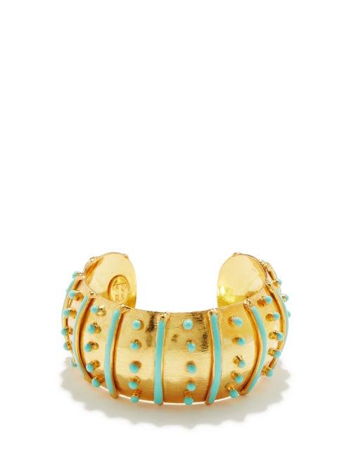 Sylvia Toledano - Brushed Enamel Cuff - Womens - Green Gold