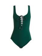 Matchesfashion.com Stella Mccartney - Scoop Neck Tie Front Swimsuit - Womens - Green