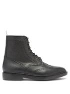 Matchesfashion.com Thom Browne - Wingtip Brogue Grained-leather Boots - Mens - Black