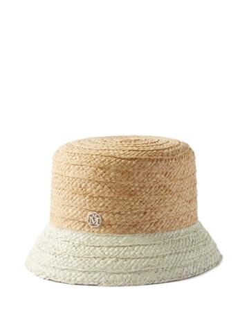 Maison Michel - Kendall Bi-colour Woven Raffia Bucket Hat - Womens - Natural
