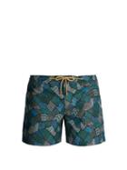 Matchesfashion.com Thorsun - Titan Fit Tile Print Swim Shorts - Mens - Green Multi