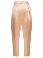 Matchesfashion.com Roksanda - Surikov Pleated Front Silk Blend Satin Trousers - Womens - Light Pink
