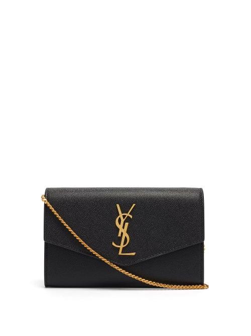 Matchesfashion.com Saint Laurent - Uptown Ysl-logo Leather Cross-body Bag - Womens - Black