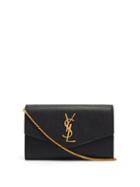 Matchesfashion.com Saint Laurent - Uptown Ysl-logo Leather Cross-body Bag - Womens - Black