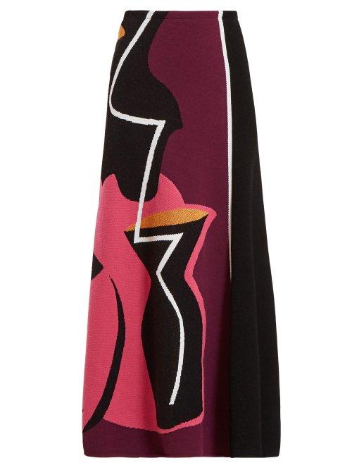 Matchesfashion.com Roksanda - Idella Abstract Jacquard Knit Skirt - Womens - Black Multi