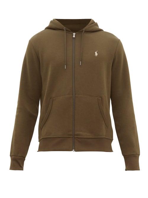 Matchesfashion.com Polo Ralph Lauren - Logo Embroidered Zip Through Hooded Sweatshirt - Mens - Khaki