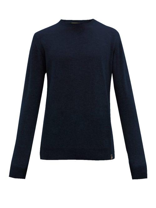 Matchesfashion.com Belstaff - Crew Neck Wool And Cashmere Blend Sweater - Mens - Navy