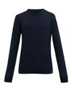 Matchesfashion.com Belstaff - Crew Neck Wool And Cashmere Blend Sweater - Mens - Navy