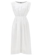Totme - Gathered Organic Cotton-poplin Midi Dress - Womens - White