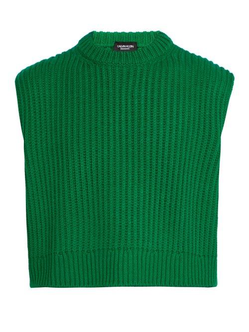 Matchesfashion.com Calvin Klein 205w39nyc - Cropped Ribbed Knit Sleeveless Sweater - Mens - Green