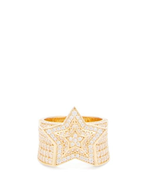 Matchesfashion.com Bottega Veneta - Star 18kt Gold-plated Sterling-silver Ring - Womens - Gold