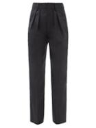 Isabel Marant Toile - Nafy High-rise Prince Of Wales-check Wool Trousers - Womens - Dark Grey