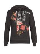 Matchesfashion.com Alexander Mcqueen - Patchwork Skull Printed Cotton Hooded Sweatshirt - Mens - Dark Grey