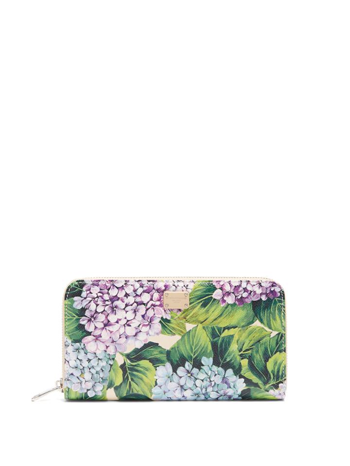 Dolce & Gabbana Ortensia-print Zip-around Leather Wallet