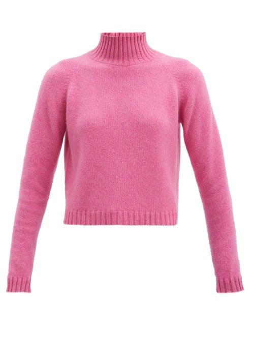 Matchesfashion.com The Elder Statesman - Highland High-neck Cashmere Sweater - Womens - Pink