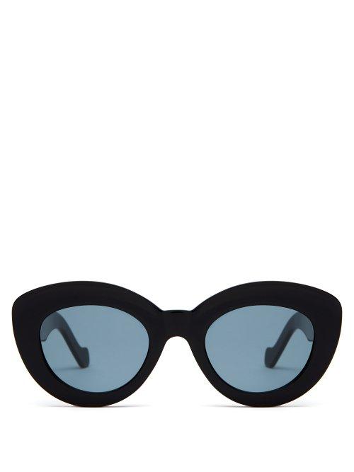 Matchesfashion.com Loewe - Round Cat Eye Acetate Sunglasses - Womens - Black