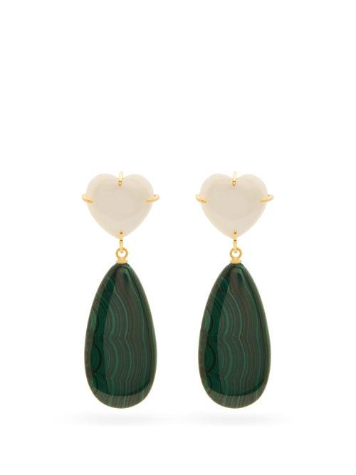 Matchesfashion.com Lizzie Fortunato - Roumana Malachite Drop Earrings - Womens - Green