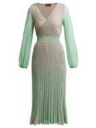 Matchesfashion.com Missoni - Metallic Striped Wrap Dress - Womens - Green Multi