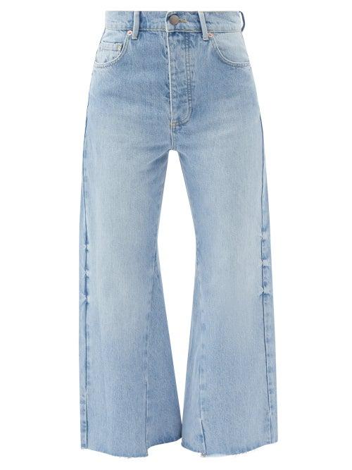 Raey - Insert Flare Organic Cotton-blend Jeans - Womens - Light Blue