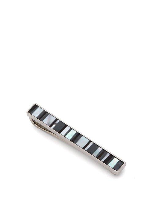 Matchesfashion.com Paul Smith - Stripe Mother Of Pearl Tie Pin - Mens - Silver