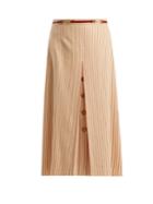 Gucci Inverted-pleat Pinstripe Wool Midi Skirt