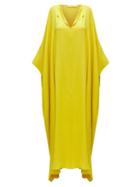 Matchesfashion.com The Row - Enrico Silk Kaftan Maxi Dress - Womens - Yellow