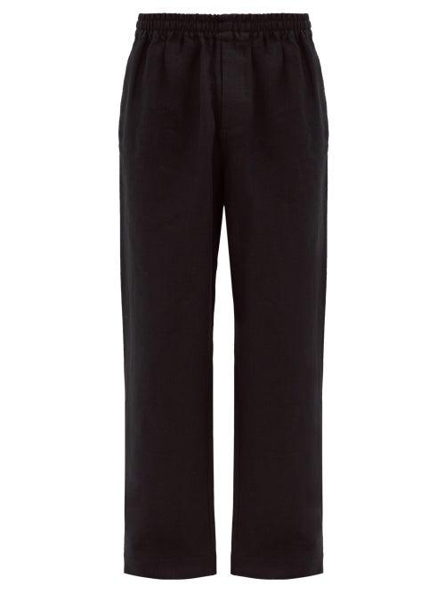 Matchesfashion.com Commas - Wide-leg Slubbed-linen Trousers - Mens - Black