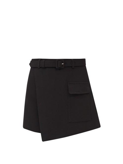 Self-portrait - Belted Crepe Skort - Womens - Black