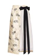 Matchesfashion.com Erdem - Elfrida Floral-embroidered Satin And Voile Skirt - Womens - Ivory Multi