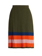 House Of Holland Striped-hem Gathered Wool-blend Skirt