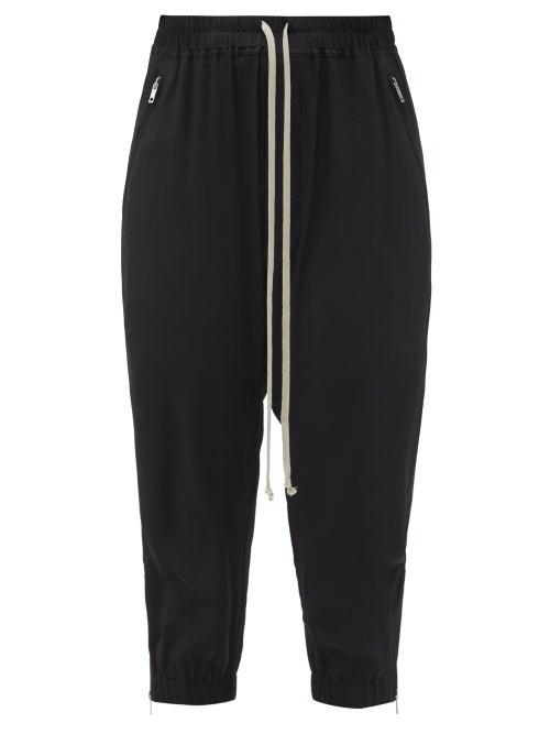Rick Owens - Cropped Drawstring-waist Crepe Track Pants - Womens - Black