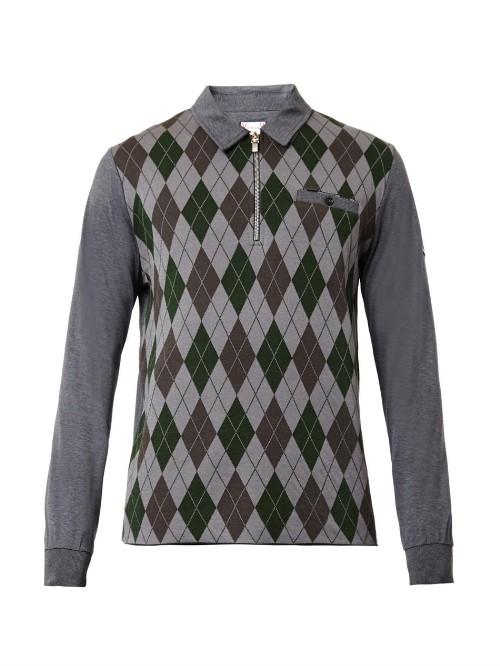 Moncler Gamme Bleu Argyle-intarsia Polo Shirt