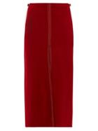 Matchesfashion.com Gabriela Hearst - Morelos Topstitched Suede Pencil Skirt - Womens - Dark Red
