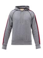 Gucci - Web Stripe Wool-blend Hooded Sweatshirt - Mens - Grey