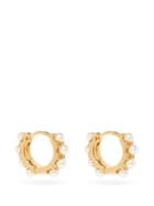 Matchesfashion.com Rosa De La Cruz - Pearl & 18kt Gold Eternity Hoop Earrings - Womens - Pearl