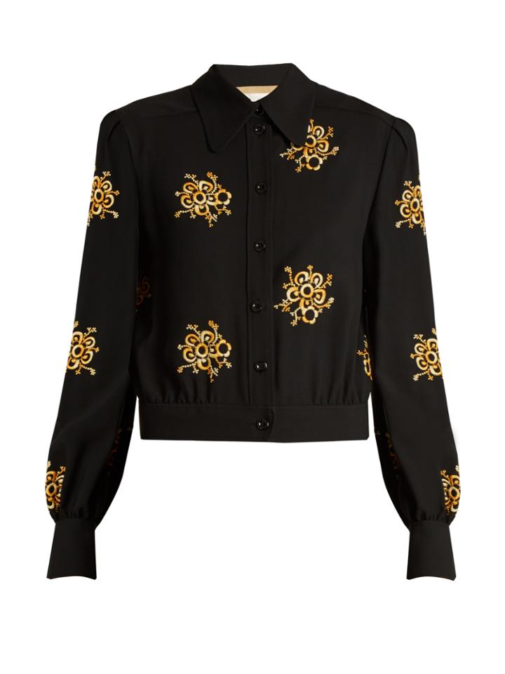 Chloé Floral-embroidered Cady Top