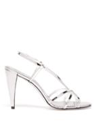 Matchesfashion.com Givenchy - Mirrored Leather Slingback Sandals - Womens - Silver